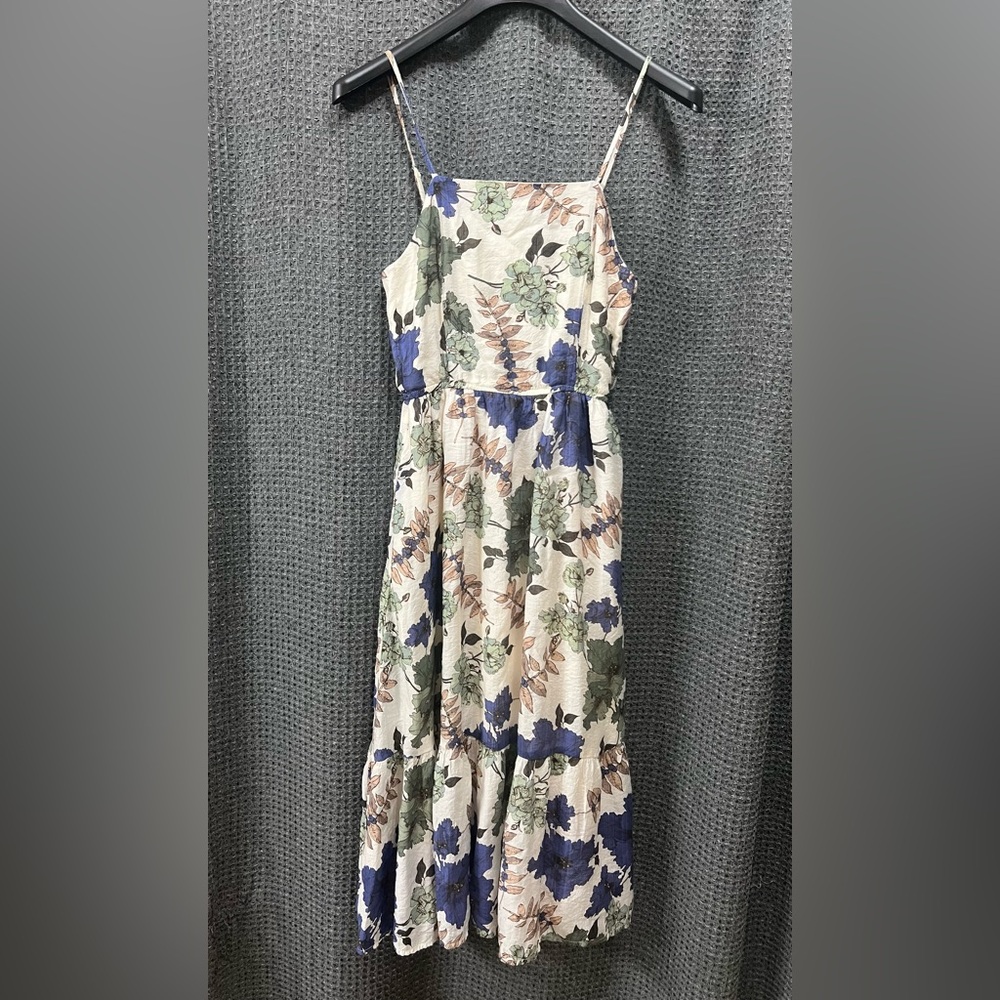 Hayden Smock Back Tiered Tank Midi Dress - Blue Mix Size Small